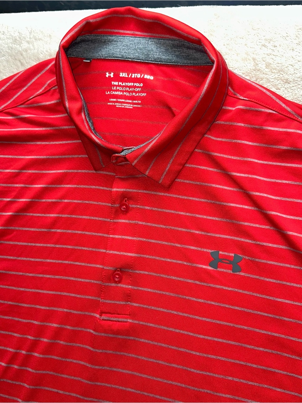 Under Armour Playoff Red Striped Polo Shirt 3xl